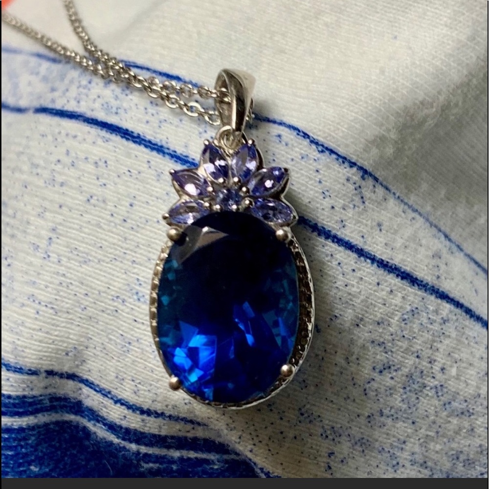 BRAZILIAN AZUL QUARTZ TANZANITE STERLING SILVER.